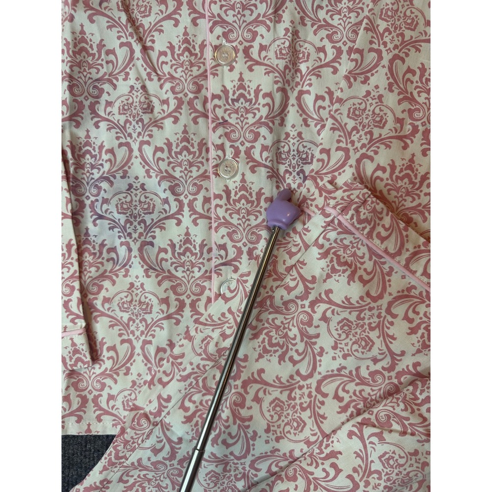 Petite Plume 14 Vintage Rose Flaw Pajama Set Pink White Damask Cotton Blend NWT - Picture 3 of 7